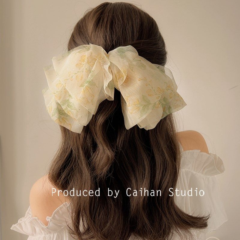温柔海~超仙雪纺纱发夹女后脑勺碎花新款印花弹簧夹网红夹子头饰,户外/登山/野营/旅行用品,旅行发卡,淘宝优惠券,粉丝福利购,淘宝优惠卷