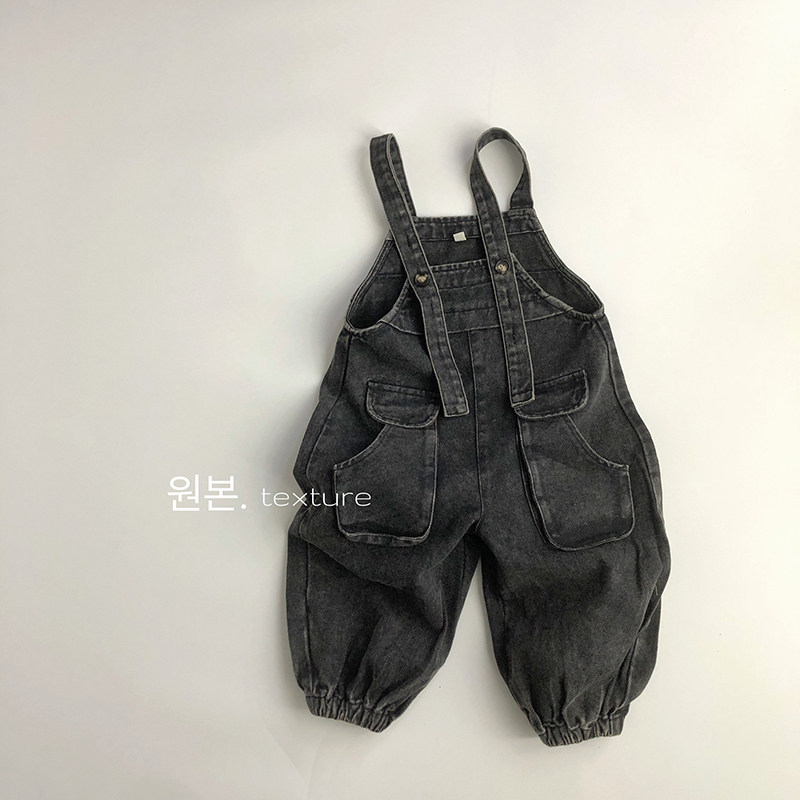 日杂穿搭~复古工装~春秋韩版儿童背带牛仔裤洋气男女宝连身体束脚