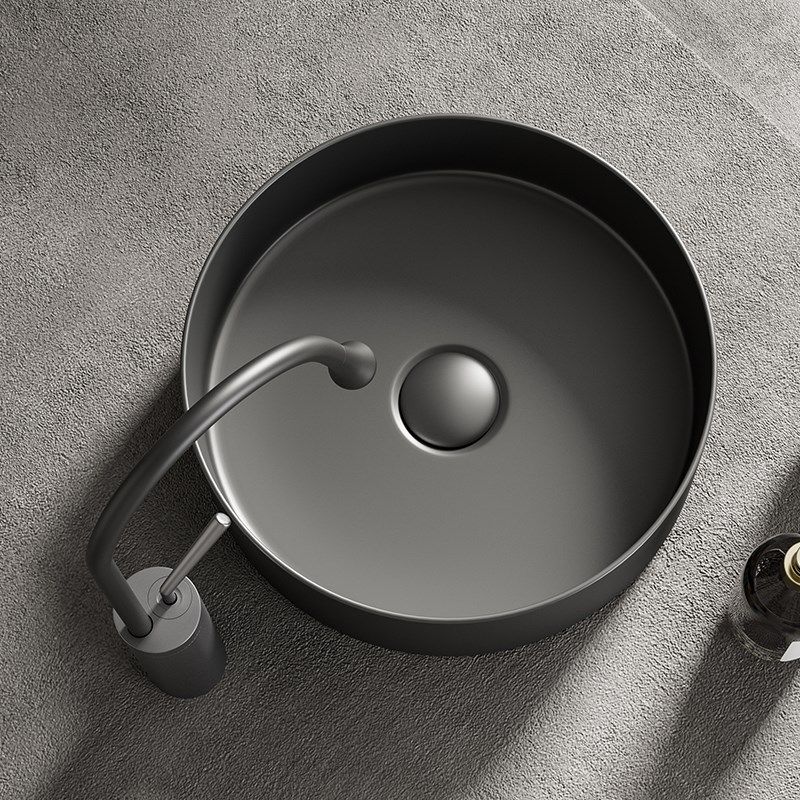 北欧枪灰色陶瓷圆形台上盆家用洗手盆阳台小尺寸洗脸盆卫生间单盆,家装主材,台上盆,淘宝优惠券,粉丝福利购,淘宝优惠卷