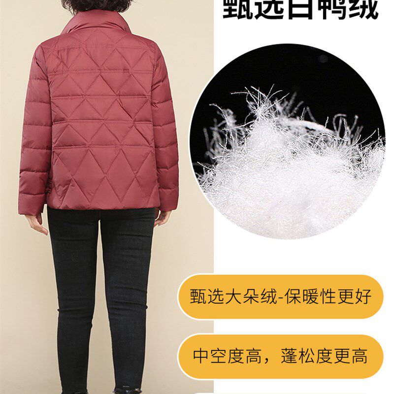 中年妈妈短款羽绒服2021新款中老年女装