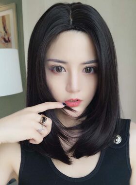 假发女短发齐肩锁骨发网红奶奶灰中分直发假发套圆脸梨花头中长发