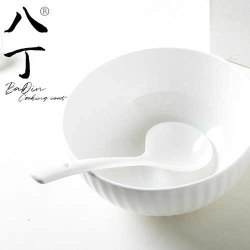 北欧简约纯白骨瓷大号分菜调羹瓷质酱油河虾酒店家用沥水盛菜漏勺