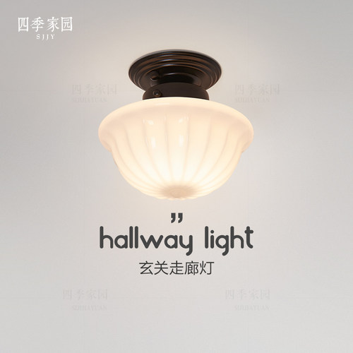 法式中古玄关灯入户走廊过道灯阳台灯美式复古衣帽间吸顶灯具新款