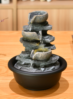 现代简约桌面招财循环流水摆件客厅玄关喷泉电视柜茶室开业送礼品