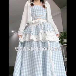 夏日新款裙子海边度假风吊带连衣裙防晒衫设计感收腰显瘦套装女