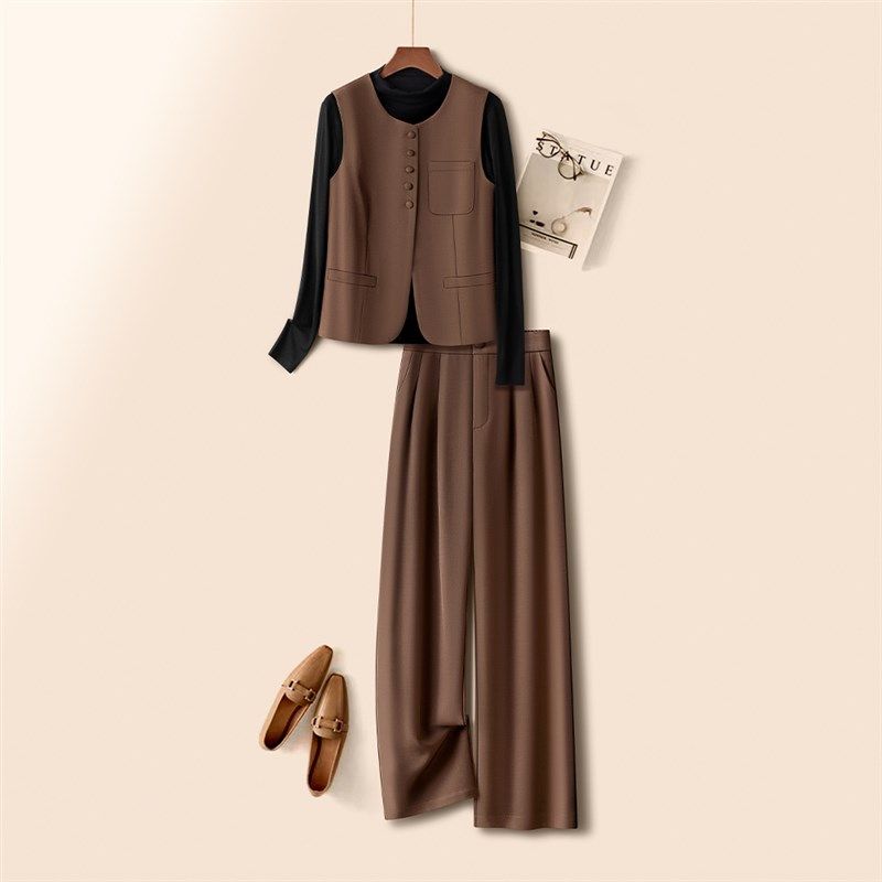西装马甲背心外套女春秋2025新款时尚套装长袖打底衫高腰阔腿西裤,女装/女士精品,时尚套装,淘宝优惠券,粉丝福利购,淘宝优惠卷