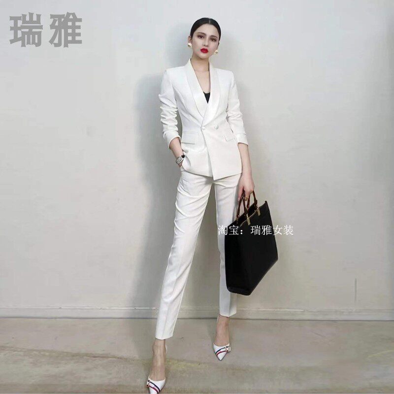 白色西装套装女春秋2022新款时尚气质女神范正装职业西服外套秋冬,女装/女士精品,时尚套装,淘宝优惠券,粉丝福利购,淘宝优惠卷