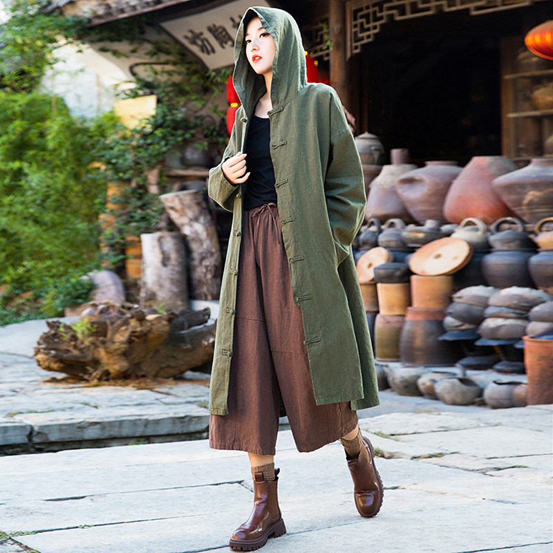 苎麻长款过膝风衣女春2023新款韩版宽松复古棉麻连帽披风百搭外套,女装/女士精品,风衣,淘宝优惠券,粉丝福利购,淘宝优惠卷
