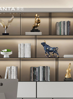 新中式领导办公室装饰摆件书架高端大气上档次董事长书柜酒柜摆设