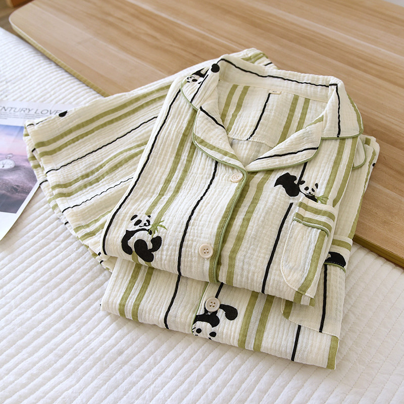 纯棉纱布睡衣女夏季短袖短裤情侣套装2023年新款网红风男士家居服,女士内衣/男士内衣/家居服,睡衣/家居服套装,淘宝优惠券,粉丝福利购,淘宝优惠卷