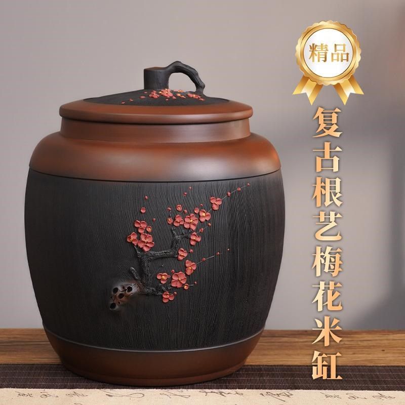 米缸陶瓷带盖家用密封防潮防虫锁鲜米桶云南建水紫陶全手工储米罐,厨房/烹饪用具,米桶/米缸,淘宝优惠券,粉丝福利购,淘宝优惠卷