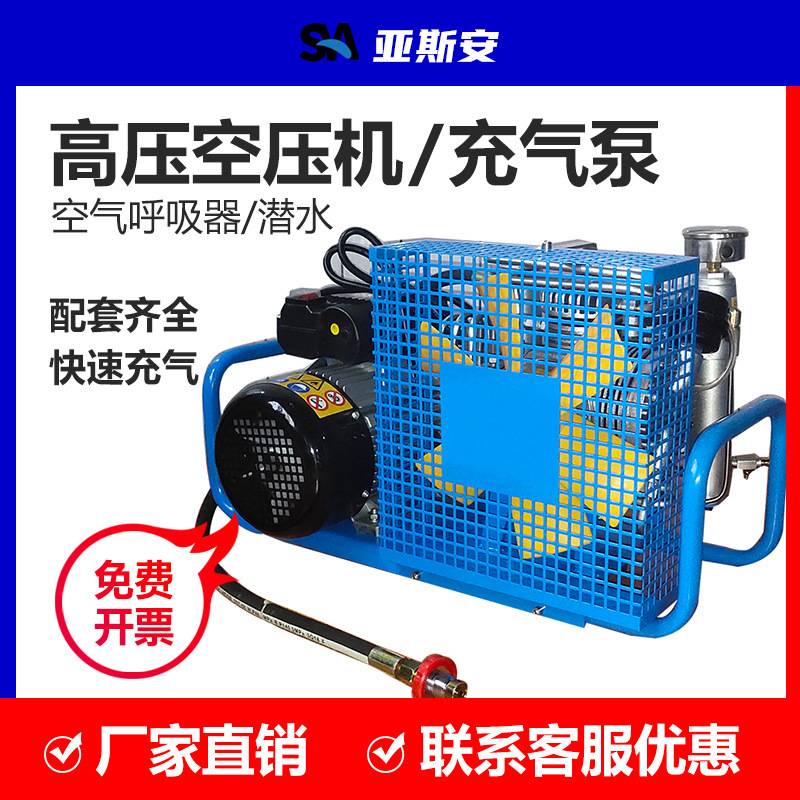 亚斯安 消防30MPA空气压缩机 高压打气泵船用气瓶压缩充气机100L