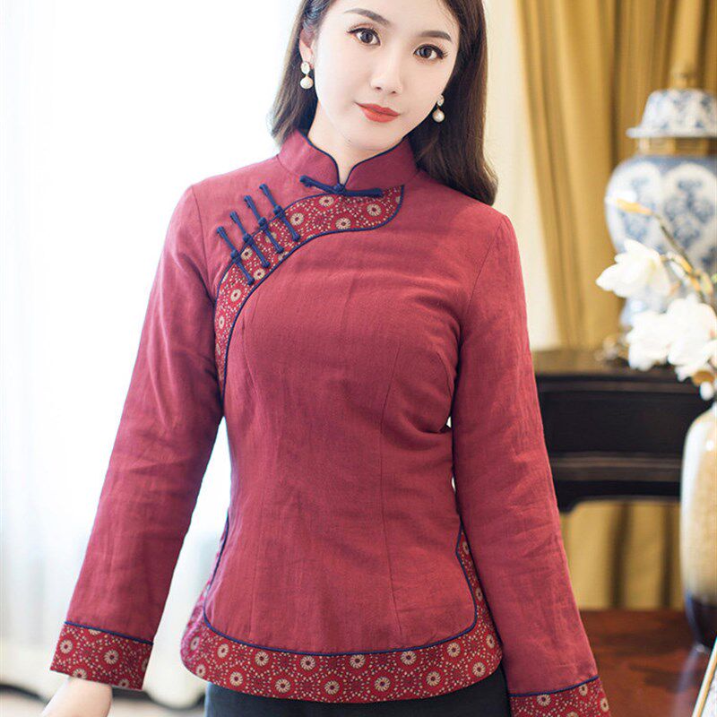 筠雅唐装女装中国风棉袄中式盘扣棉服棉衣旗袍上衣加厚长袖茶服冬