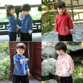 纯棉上衣女童国学服 传统复古风春秋装 汉服男童唐装 儿童中国风中式