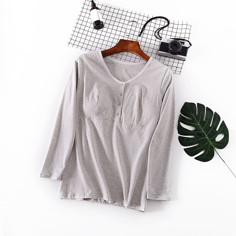 纯棉前开扣哺乳衣长袖月子服免穿文胸可拆换胸垫秋衣加宽橡根,孕妇装/孕产妇用品/营养,T恤,淘宝优惠券,粉丝福利购,淘宝优惠卷