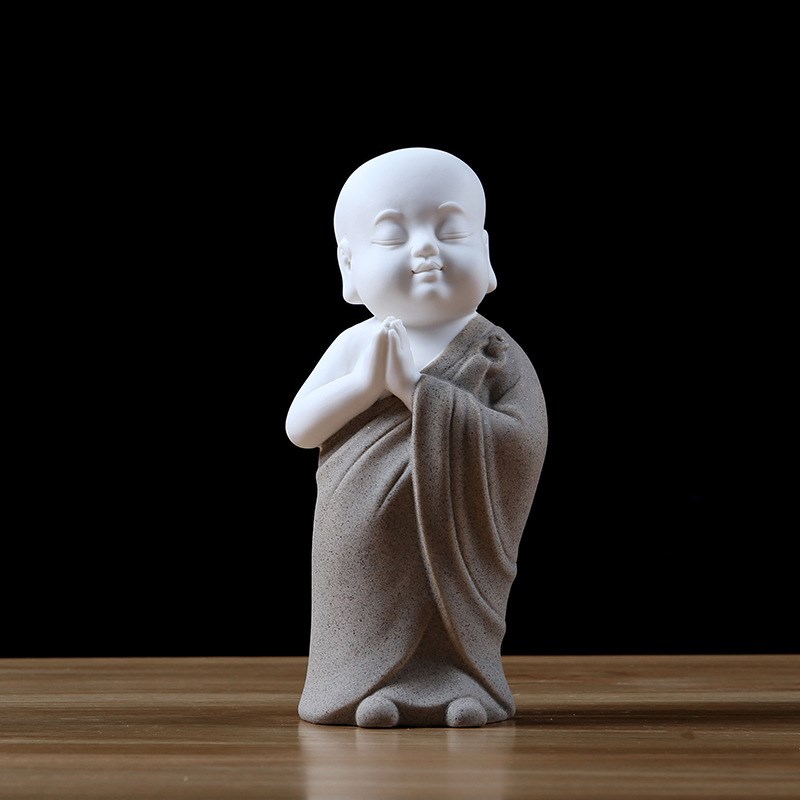 创意陶瓷六小f和尚摆件 可爱少林小沙弥家居客厅茶桌装饰工艺礼品