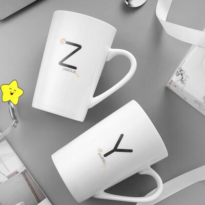 咖啡杯创意情侣大容量杯子水杯家用陶瓷马克杯个性潮流带盖勺男女