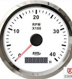 KUS仪表 转速表4000rpm 12/24V 柴油发动机用 白色/黑色
