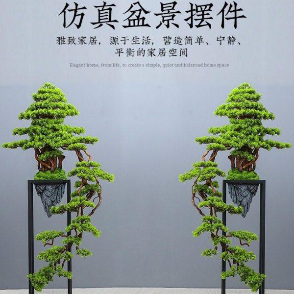 大号落地崖柏树盆景迎客松售楼处样板间装饰绿植摆件花几中式,收纳整理,阳台置物架,淘宝优惠券,粉丝福利购,淘宝优惠卷