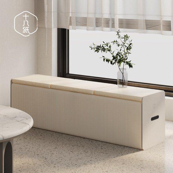 创意风长方形纸凳十八纸伸缩钢琴凳琴子时尚服装店沙发凳长条折叠