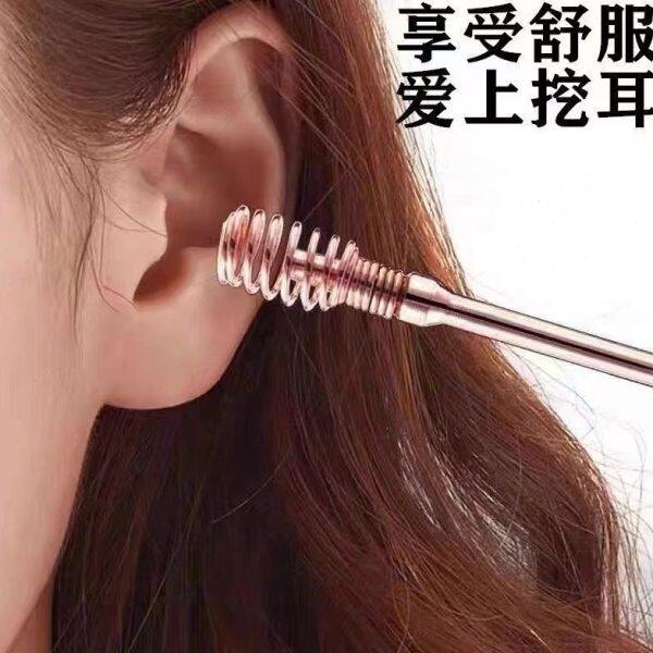 一体螺旋耳勺两用掏按摩挖耳勺神器耳扒双头屎弹簧耳朵耳新款旋转