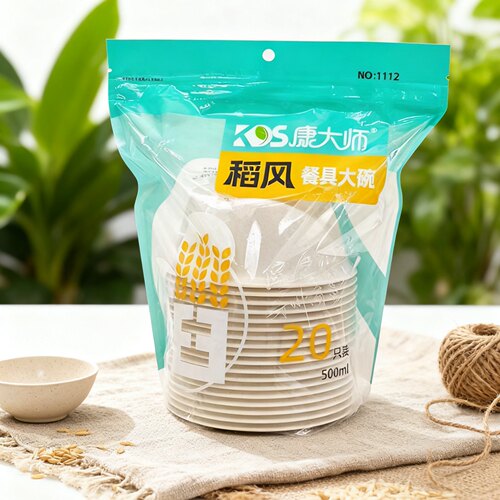 康大师稻壳一次性碗套装加厚加大