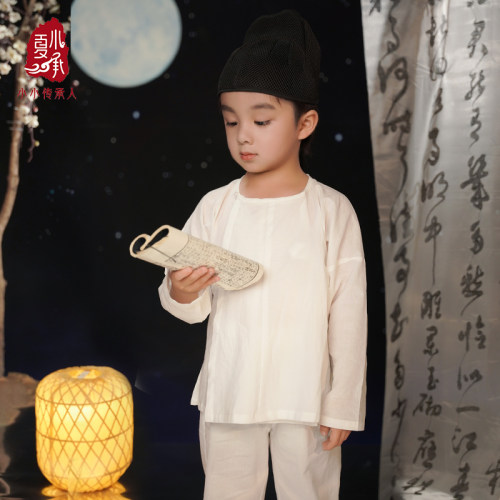 夏小承纯棉儿童汉服里衣中衣五分裤圆领衫男童宝宝套装女童古装秋