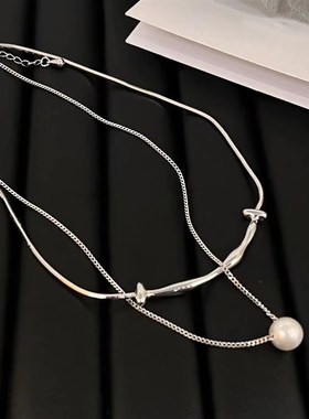 个性冷淡风太钢金属链短款毛衣链时髦气质衣服配饰项链颈链女