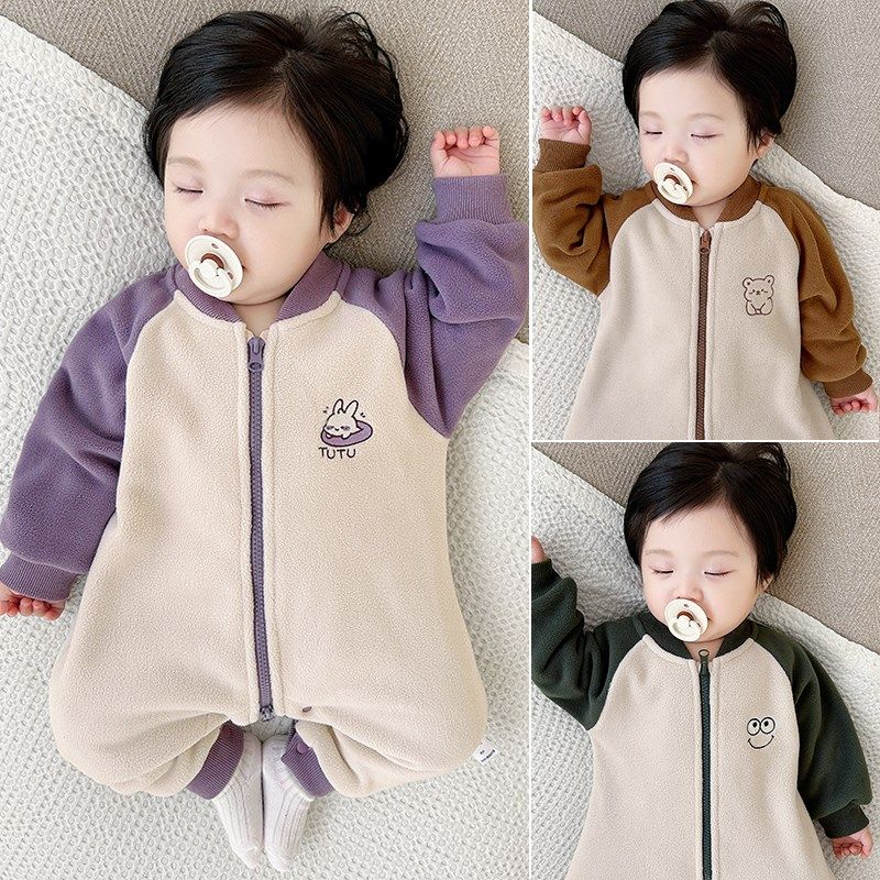 婴儿连体衣秋冬保暖摇粒绒加绒拉链简约加厚爬服宝宝外出抱服冬装,童装/婴儿装/亲子装,连身衣/爬服/哈衣,淘宝优惠券,粉丝福利购,淘宝优惠卷