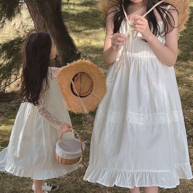 女童套装春夏2024新款时髦蕾丝花边网纱打底衫儿童甜美吊带连衣裙,童装/婴儿装/亲子装,连衣裙,淘宝优惠券,粉丝福利购,淘宝优惠卷