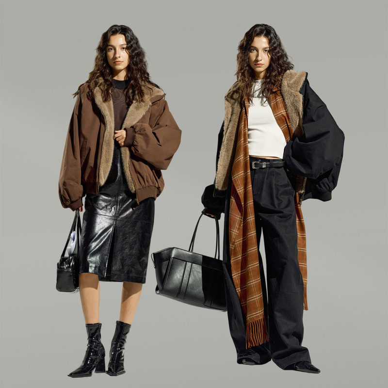 AFTER TEEN正反两面穿毛绒廓型短外套