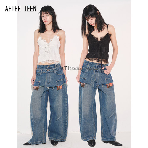 AFTER TEEN蕾丝吊带 弯刀裤