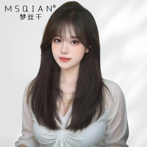 假发女长发真发全真人发无痕递针自然减龄蓬松长直发蕾丝全头套