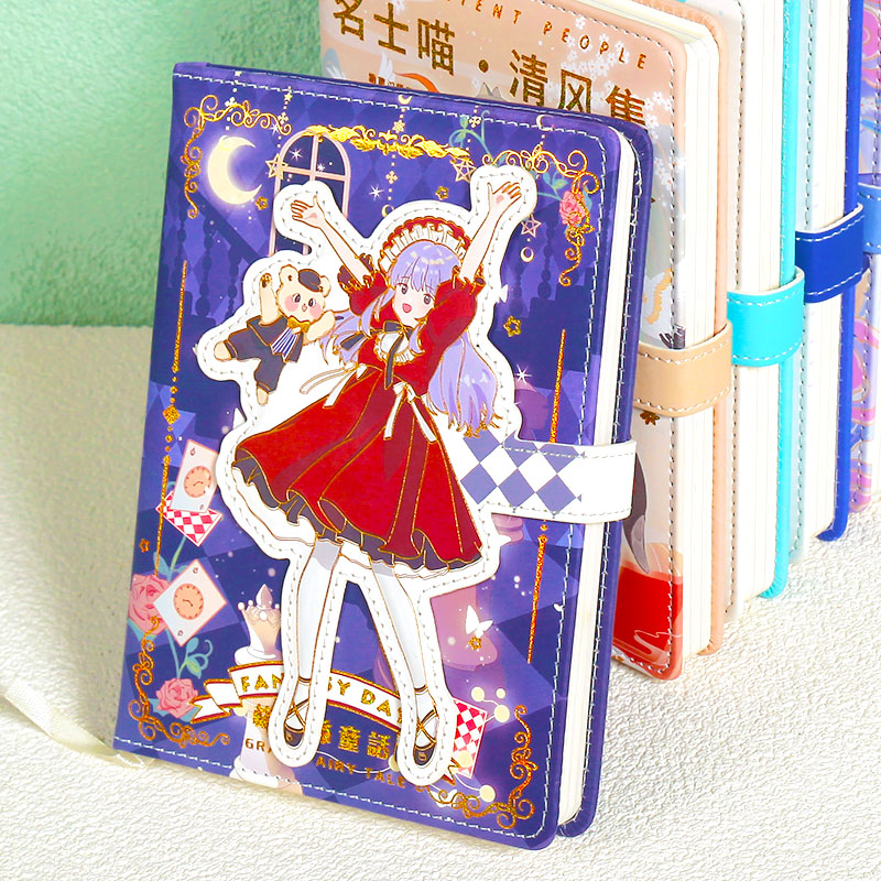 可爱少女心手账本笔记本子2022年新款皮面卡通日记本磁扣A6随身本