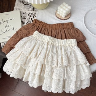 2024美拉德炸街女娃裙女童宝宝水滴蕾丝半身裙短裙裙子蛋糕公主裙