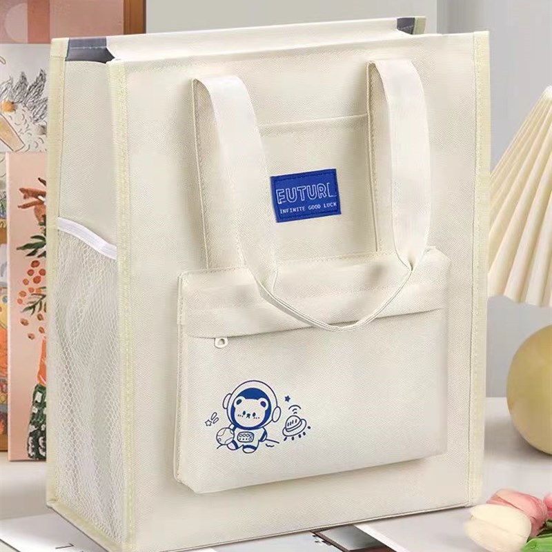 补习袋手提袋拎书袋文件袋小学生用补习补课帆布包初中女孩手提包