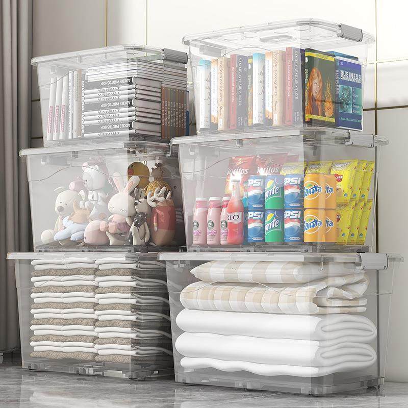 衣物收纳箱透明衣服收纳盒带盖塑料整理箱子特大号储物箱加厚