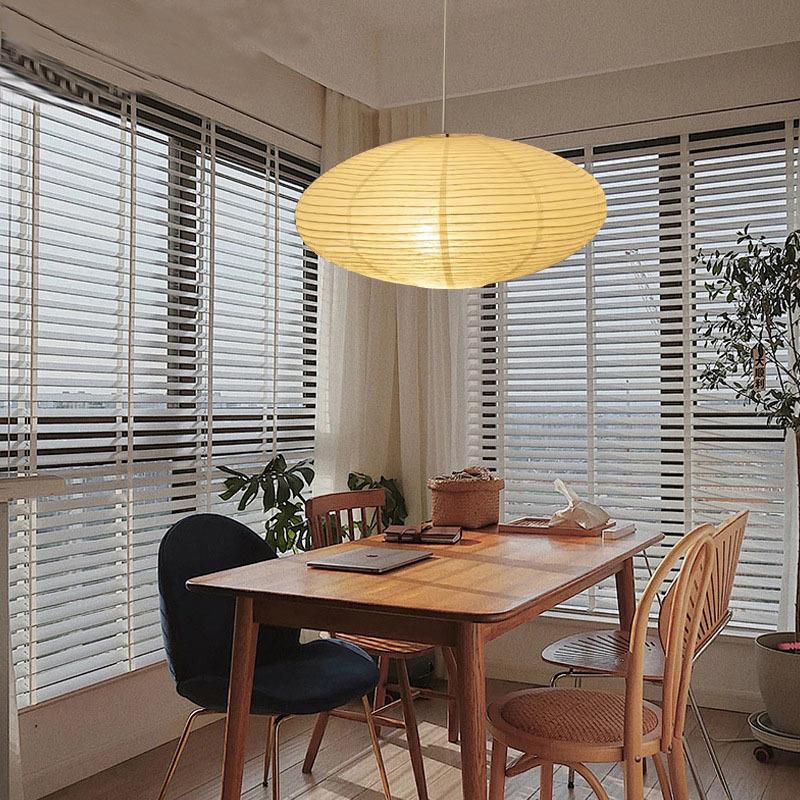 日式侘寂风卧室民宿餐厅咖啡服装店茶室禅意中古风宣纸灯飞碟吊灯