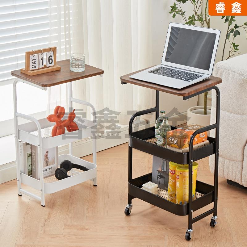 中古风置物架可移动小推车多层可收纳电脑桌落地厨房卧室储物架子