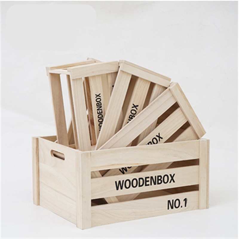 实木收纳箱工业风木箱子超u市陈列木框箱展示复古特大号书房木框