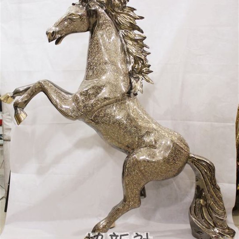 巴基斯坦精d铜器 1米精雕彩点马   动物手进口手工艺术 踩球马