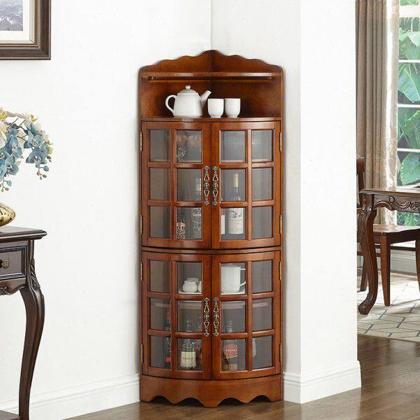 转角置物架转角柜实木角柜墙简约客厅墙角柜欧式靠拐角柜边柜酒柜