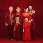 绣禾亲子拍照服饰 新年喜庆合影家庭装 新款 影楼全家福主题摄影服装