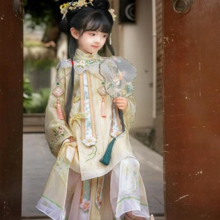2025年春女童汉服中国风明制儿童古风重工云肩高端长款宋制古装裙
