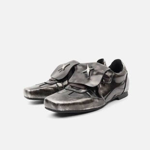 2025新款小众设计擦色秋冬百搭德训鞋女复古风方头系带长舌小皮鞋