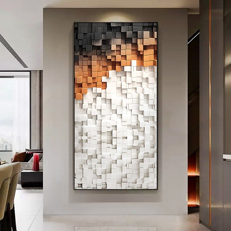 侘寂风入户玄关装饰画抽象立体感走廊过道挂画大气客厅背景墙壁画,家居饰品,现代装饰画,淘宝优惠券,粉丝福利购,淘宝优惠卷