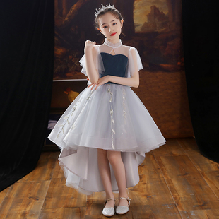 公主裙女童生日前短后长走秀小花童儿童主持人礼服钢琴演出服夏季