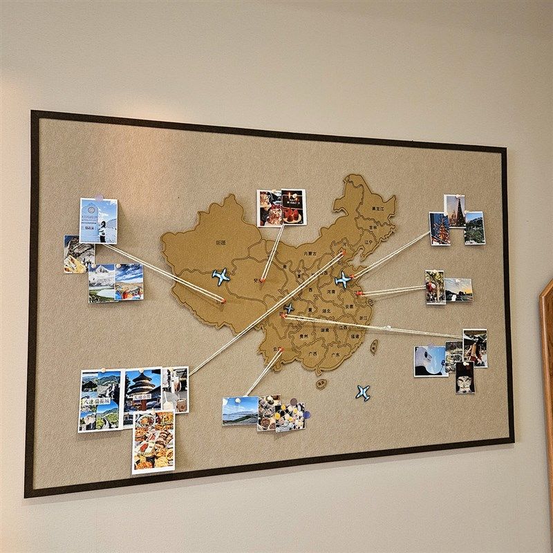 世界中国旅行地图照片墙背景板打卡足迹办公室客厅挂画墙面装饰画,家居饰品,现代装饰画,淘宝优惠券,粉丝福利购,淘宝优惠卷