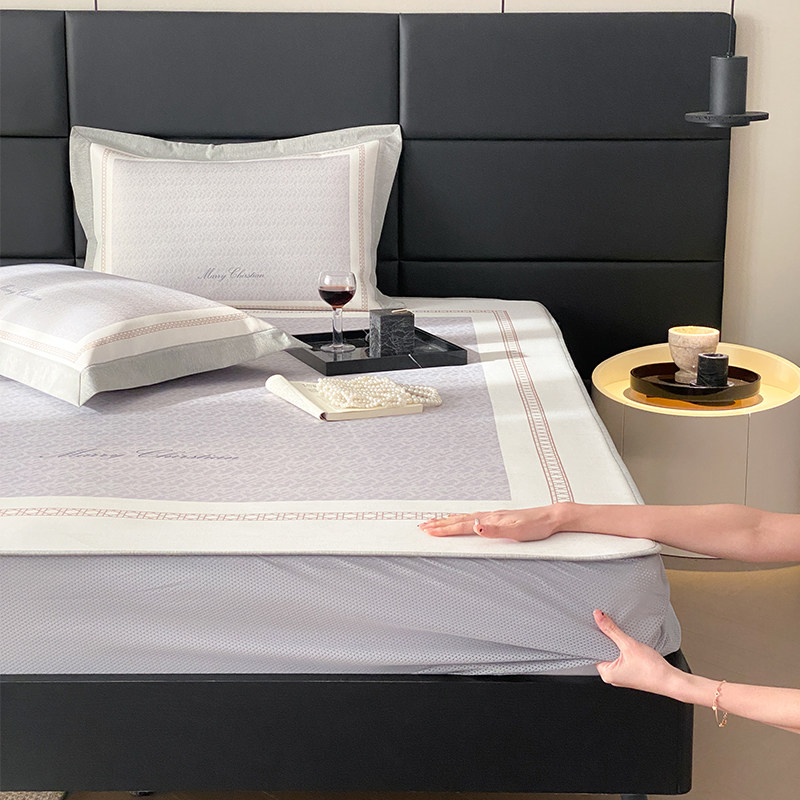 A类凉感抗菌防螨冰丝凉席三件套空调凉席床笠款可水洗可折叠夏季