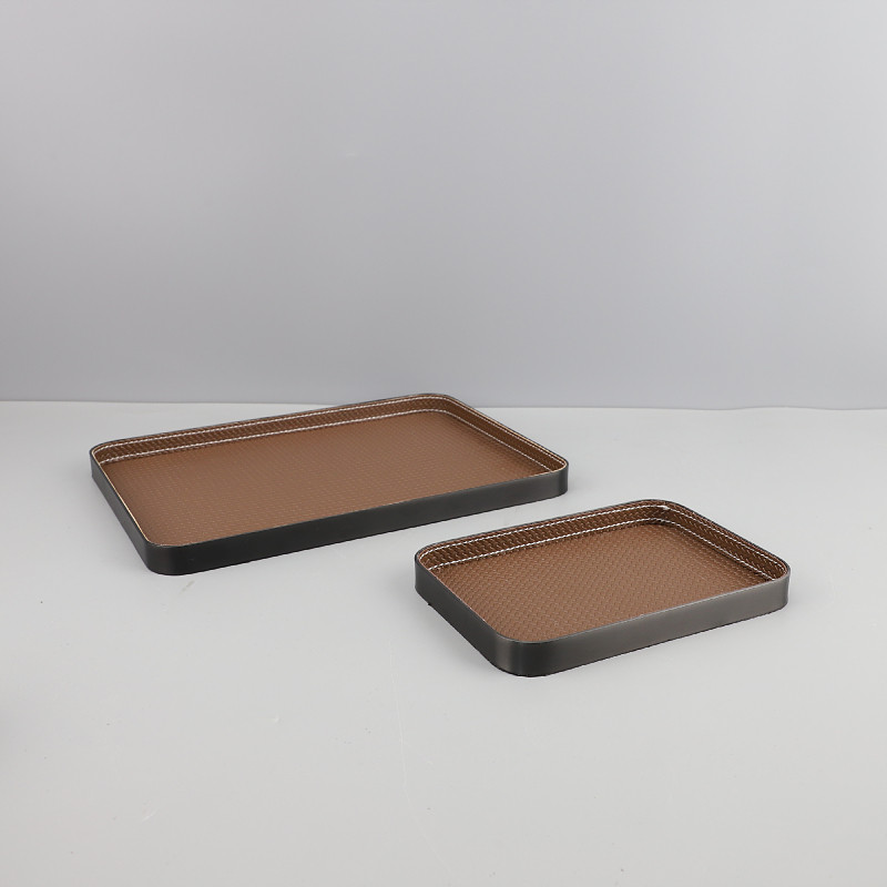 简约金属皮革托盘摆件样板间家居客厅茶几桌面收纳果盘创意装饰品,家居饰品,装饰摆件,淘宝优惠券,粉丝福利购,淘宝优惠卷